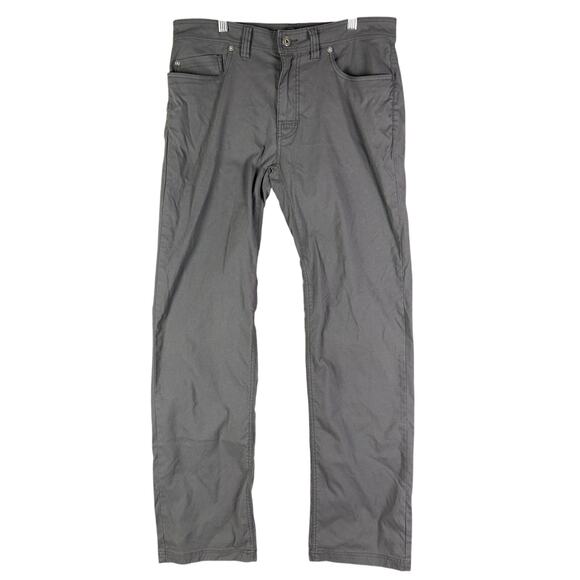Prana Brion Outdoor Hiking Activewear Slim Fit Pants Gray Grey Mens 33x34‎ EUC